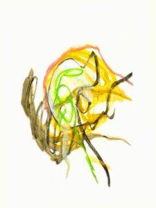 A yellow chaotic painting like anxiety, which can be influenced by our drivers.